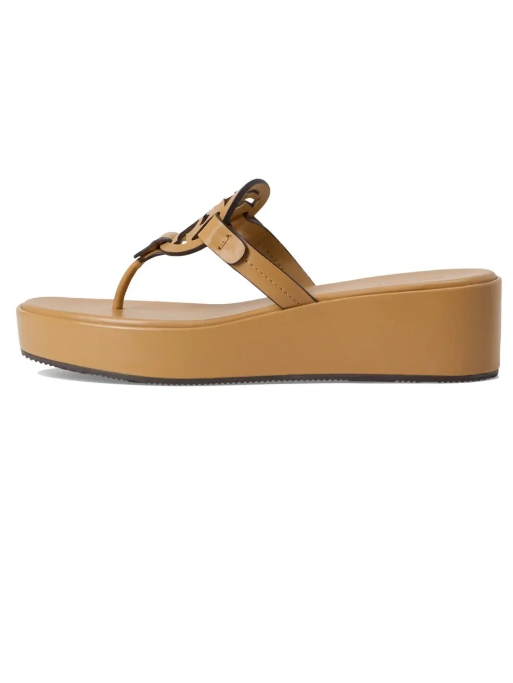 New Tory Burch Miller Leather Wedge Sandals in Walnut size 10 - Picture 8 of 11